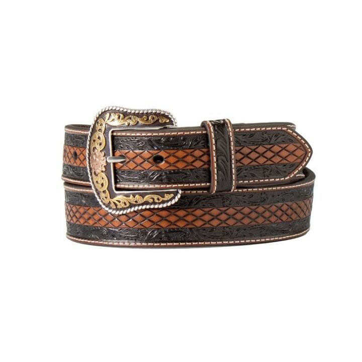 Nocona Western Belt Mens Diamond Floral 32 Brown Black N2100012133