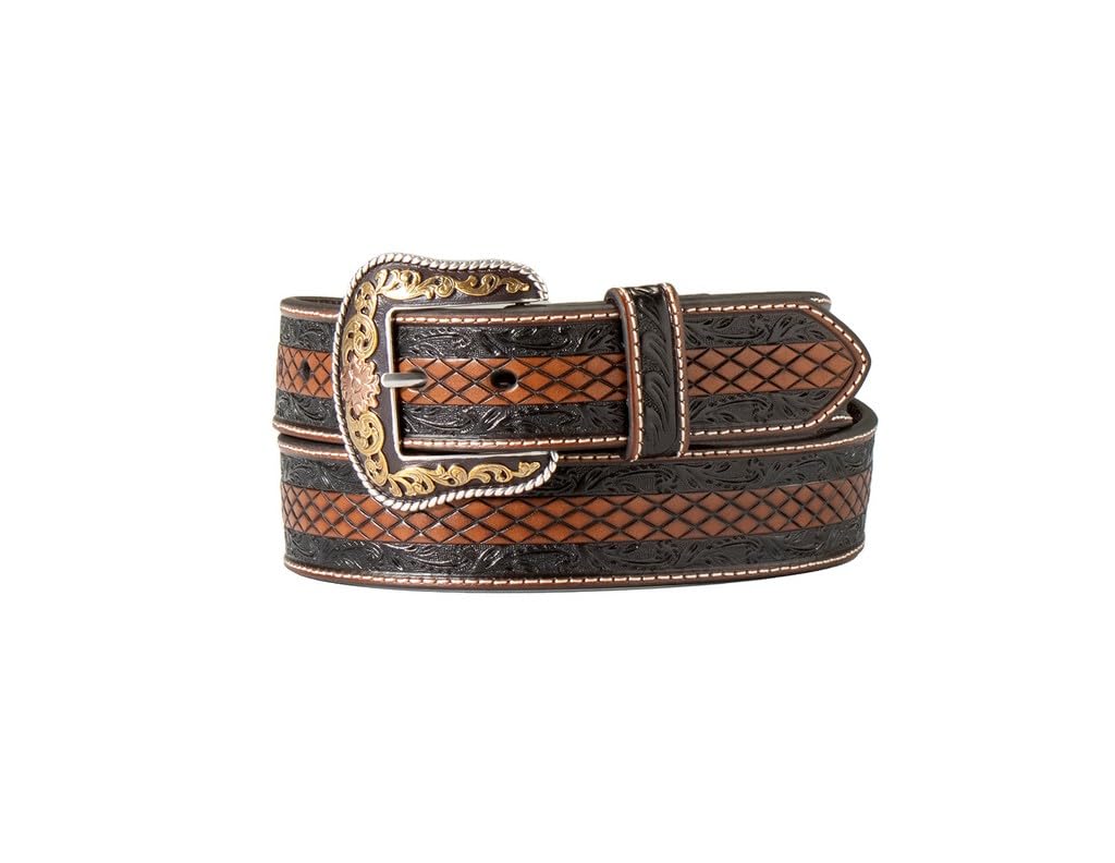 Nocona Western Belt Mens Diamond Floral 32 Brown Black N2100012133
