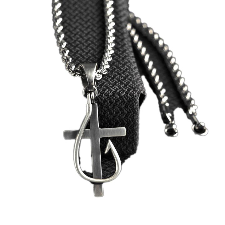M&F Western Products TWISTER Cross And Fish Hook Necklace
