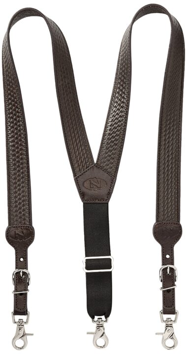 Nocona Belt Co. Men's Basic Basket Leather Suspender, brown, X-Large