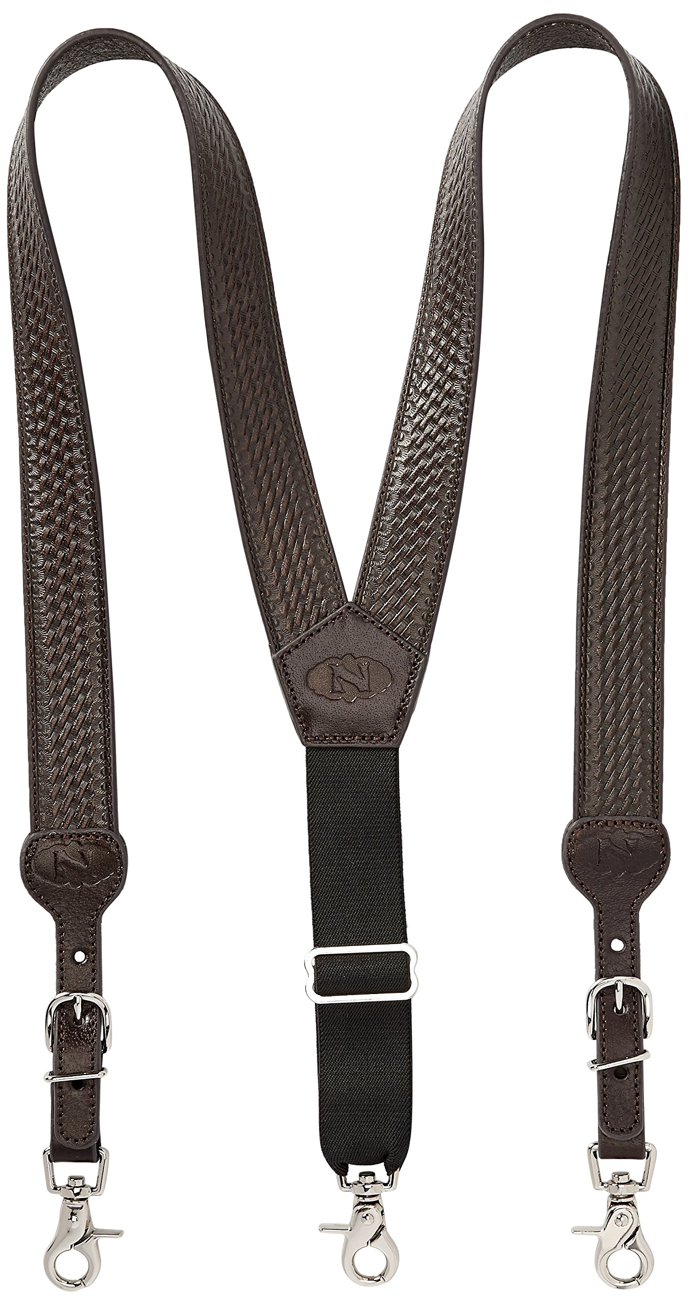 Nocona Belt Co. Men's Basic Basket Leather Suspender, brown, X-Large
