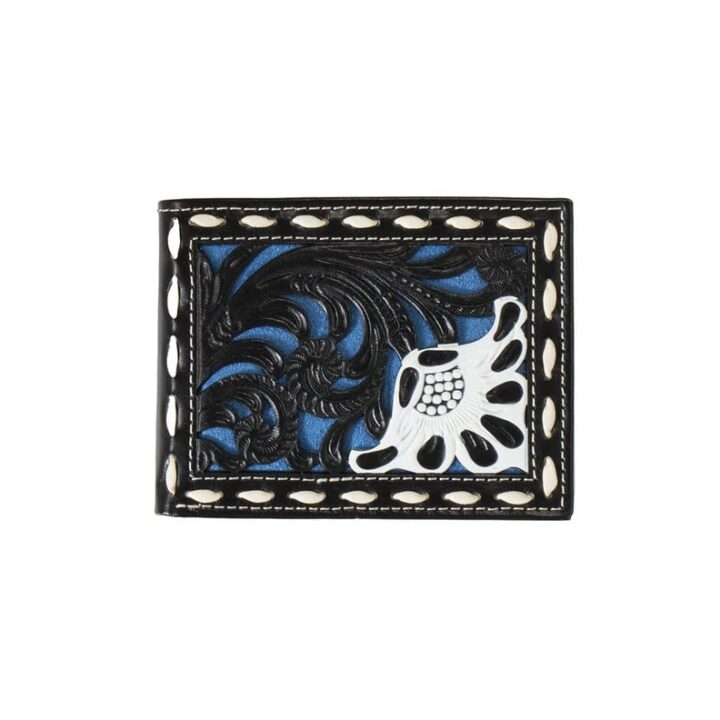 Nocona Western Money Clip Mens Slim Suede Underlay Black Blue N5415127