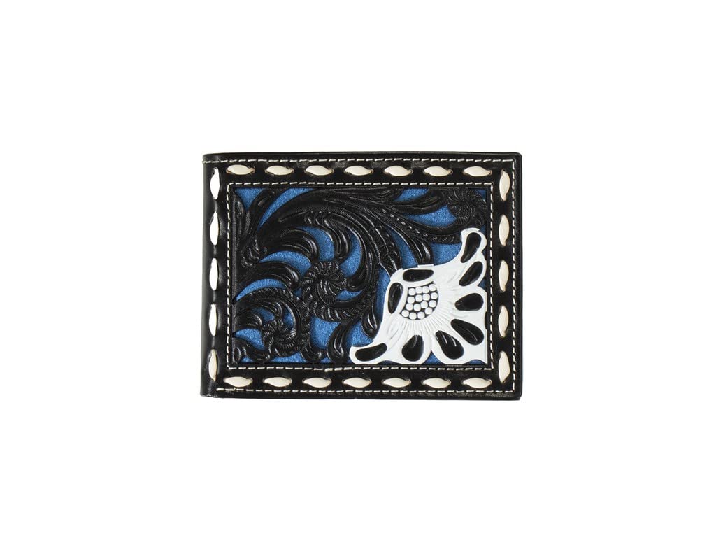 Nocona Western Money Clip Mens Slim Suede Underlay Black Blue N5415127