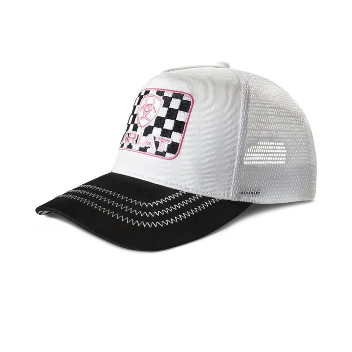 ARIAT Women's Checker Patch Pink Shield Logo Cap