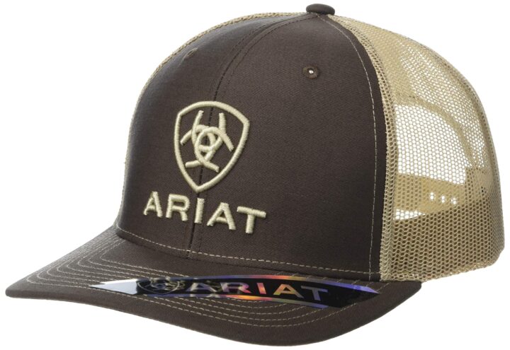 ARIAT Men's Richardson 112 Shield Embroidered Cap with Tan Mesh Back and Snapback Closure