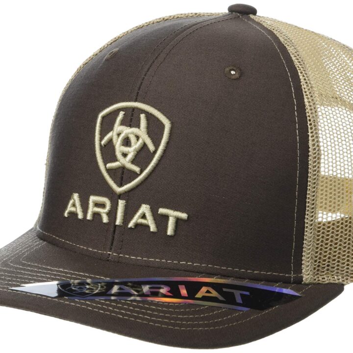 ARIAT Men's Richardson 112 Shield Embroidered Cap with Tan Mesh Back and Snapback Closure