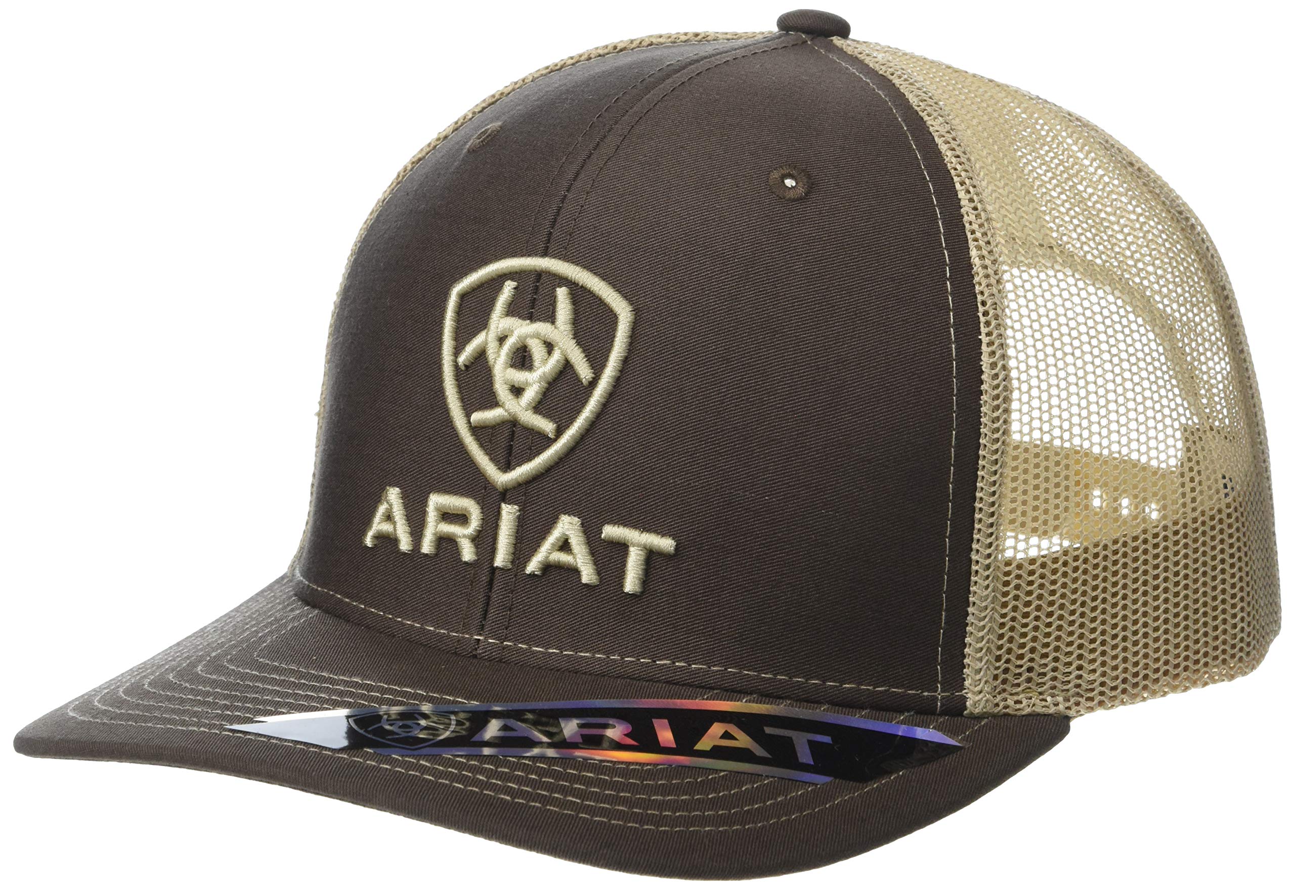 ARIAT Men's Richardson 112 Shield Embroidered Cap with Tan Mesh Back and Snapback Closure