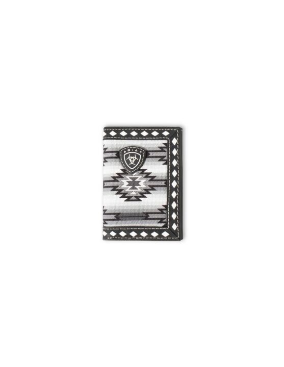 ARIAT Trifold Diamond Lace Southwest Fabric Wallet, Black