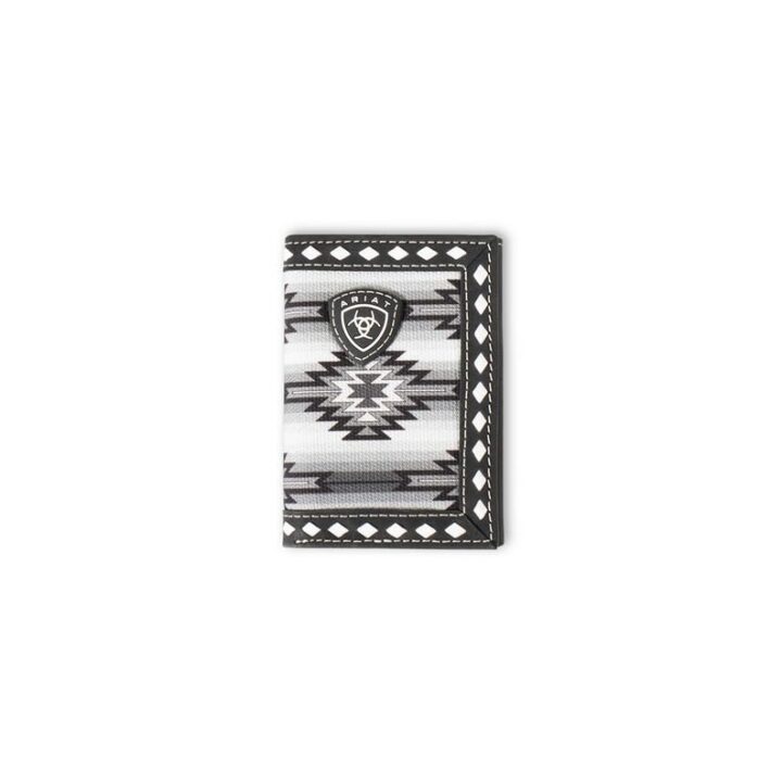 ARIAT Trifold Diamond Lace Southwest Fabric Wallet, Black