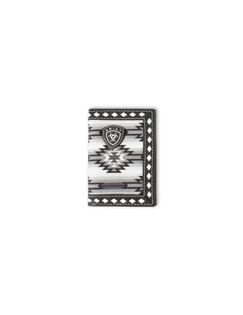 ARIAT Trifold Diamond Lace Southwest Fabric Wallet, Black