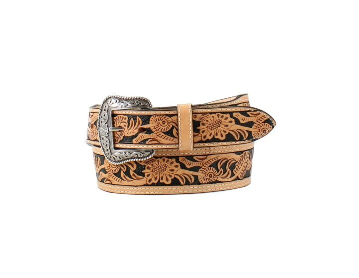 Nocona Mens Belt 1 3/4" - 1 1/2" Floral Embossed Natural