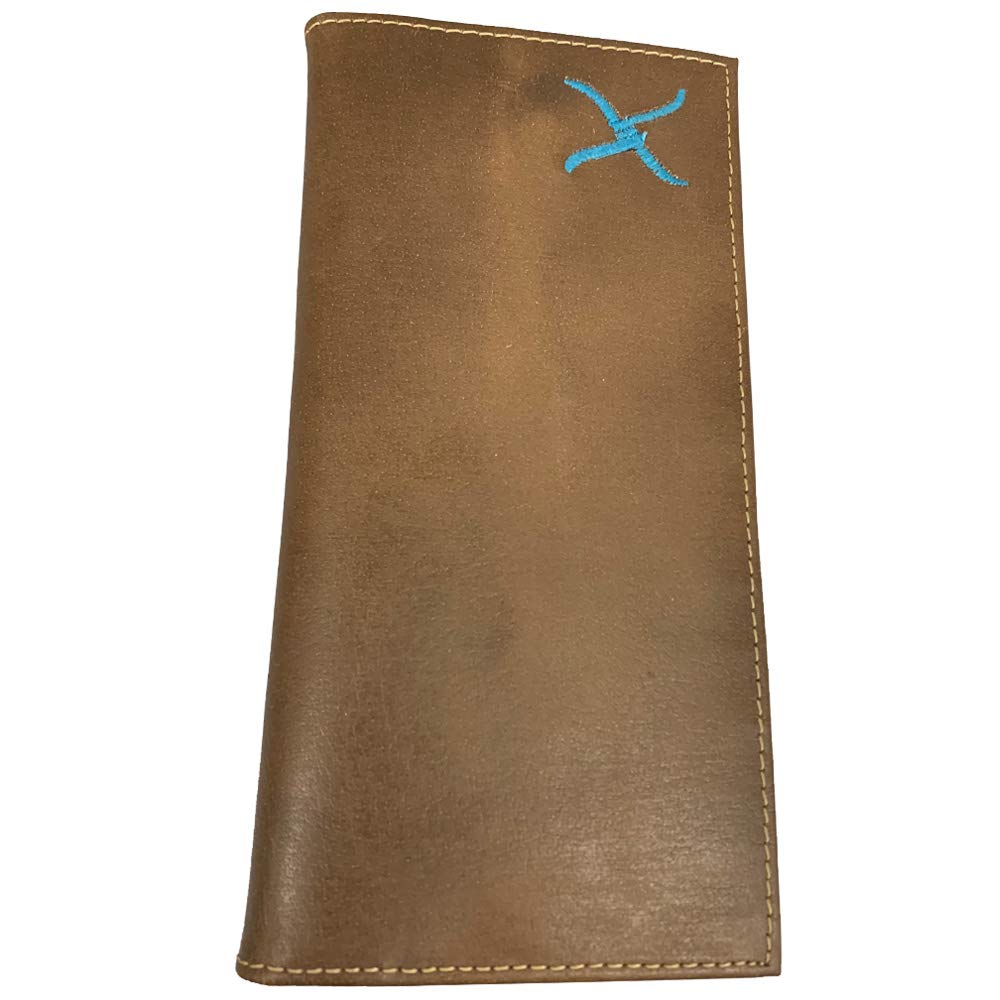 Twisted X Brown Leather Wallet with Turquoise X (Rodeo)