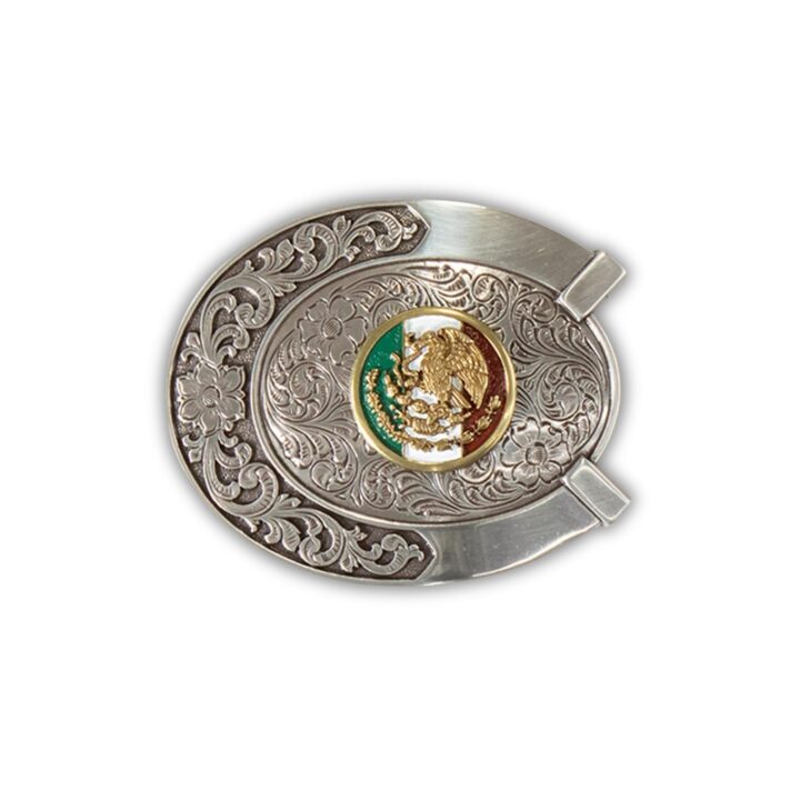 ARIAT Mexico Flag Belt Buckle - Western Cowboy Vintage Pattern Belt Buckle
