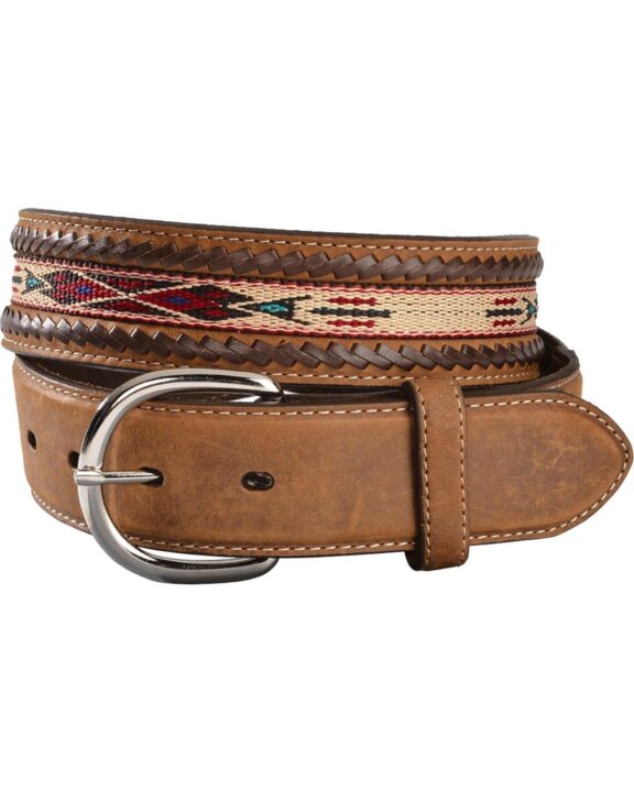 Overland Sheepskin Co Men's Leather Braid Leather Belt