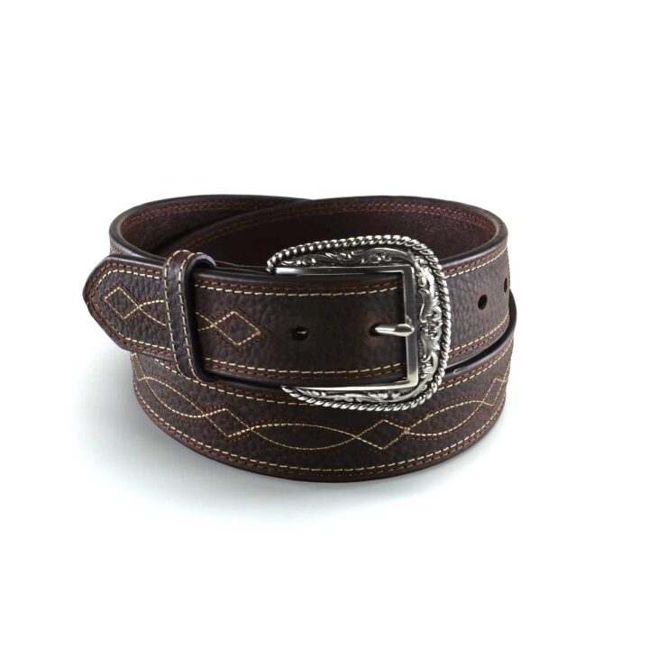ARIAT Men's Wave Diamond Boot Stitch Leather Belt, 46