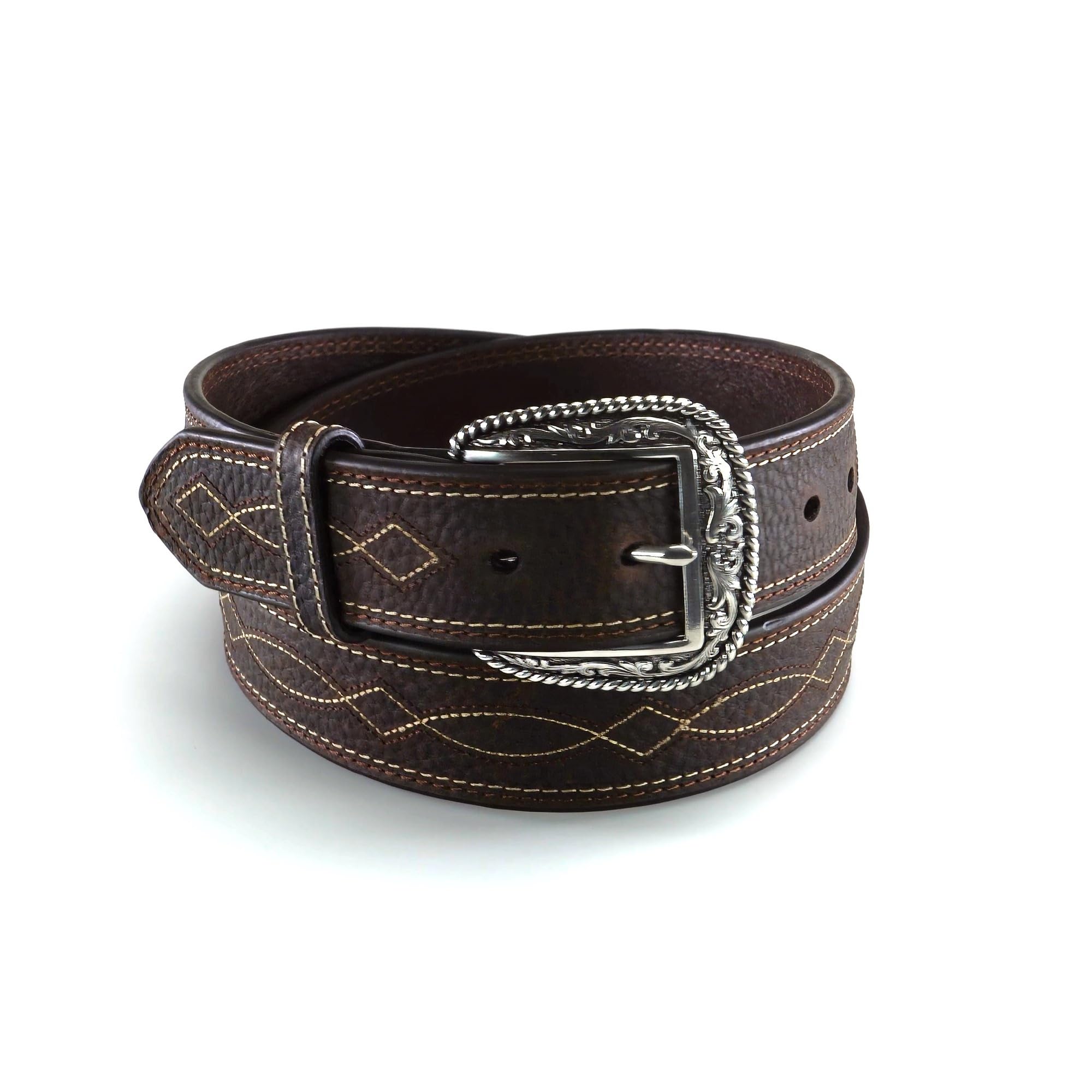 ARIAT Men's Wave Diamond Boot Stitch Leather Belt, 46