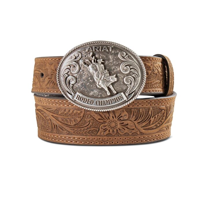 ARIAT Boy's Rodeo Champion Trophy Buckle Belt, Brown, 20