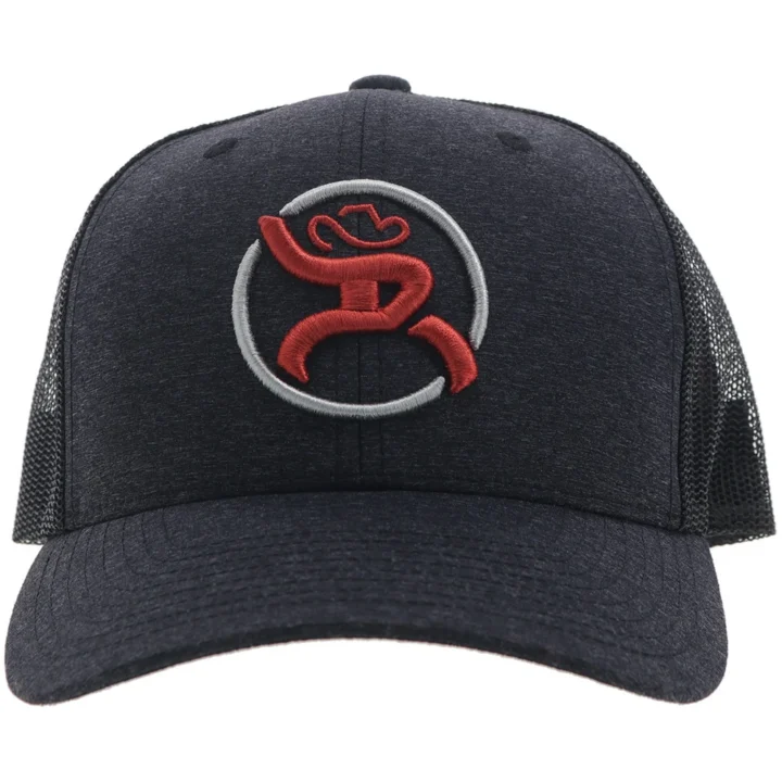 Hooey "Strap" Charcoal / Black 6-Panel Trucker Cap with Red / White Circle Logo - OSFA - alternate view 1